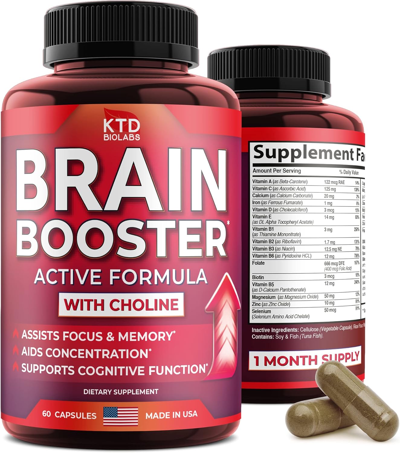 USA-Made Prostate & Brain Support Supplement with Saw Palmetto, Bacopa Monnieri, and DMAE - KTD BIOLABS Men's Health Formula