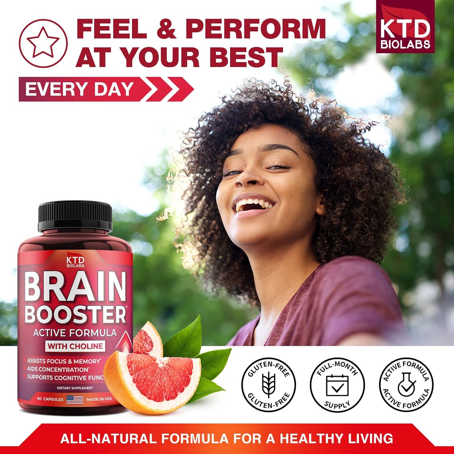 USA-Made Prostate & Brain Support Supplement with Saw Palmetto, Bacopa Monnieri, and DMAE - KTD BIOLABS Men's Health Formula