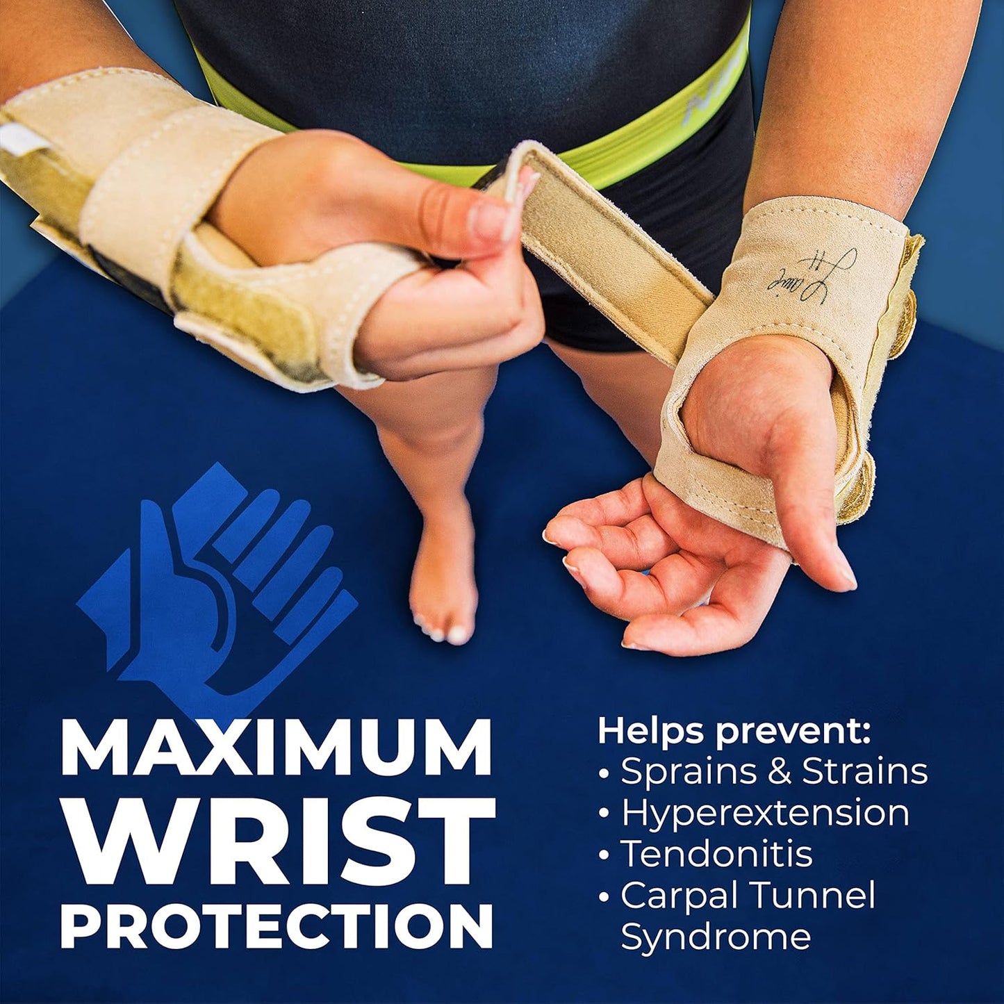 USA-Made Tiger Paw Gymnastics Wrist Supports - Competition-Grade Wrist Guards (Pair) for Gymnasts, Adjustable Hand Brace Wraps