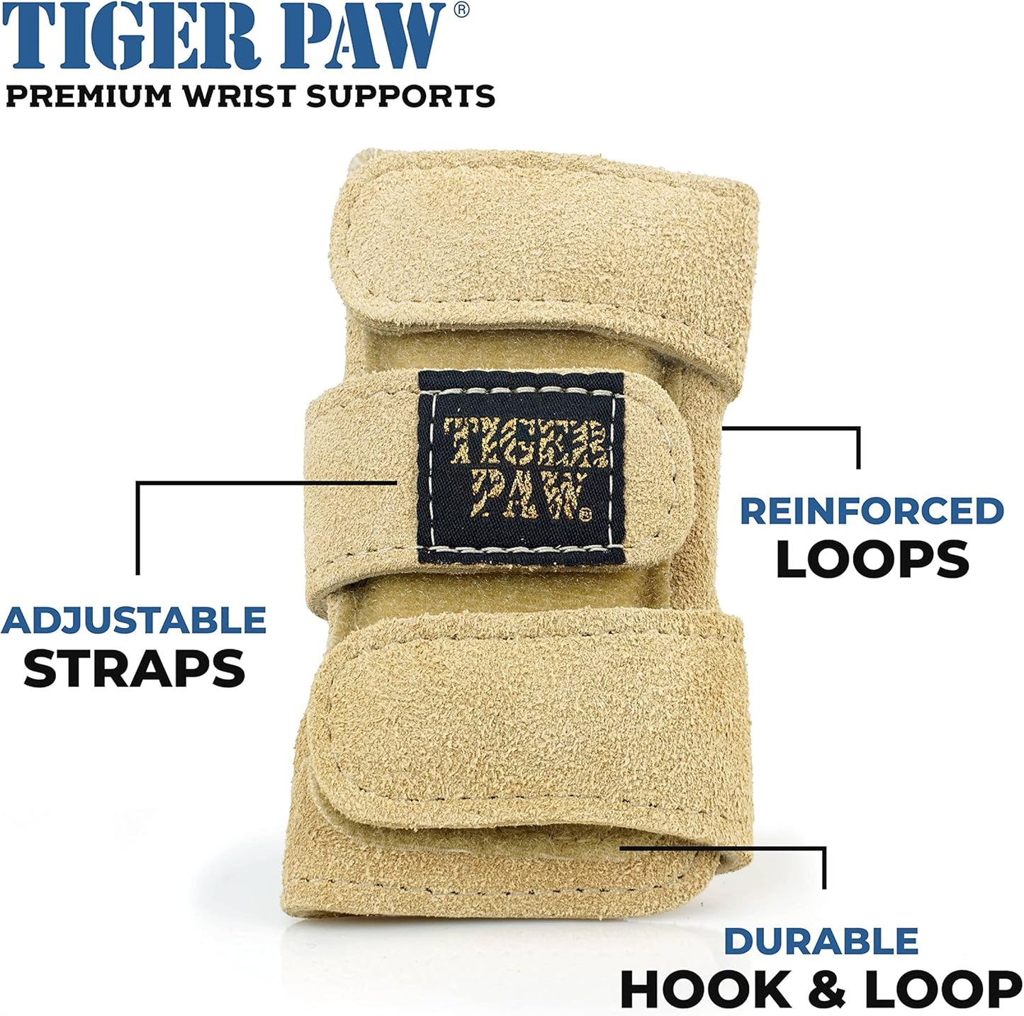 USA-Made Tiger Paw Gymnastics Wrist Supports - Competition-Grade Wrist Guards (Pair) for Gymnasts, Adjustable Hand Brace Wraps