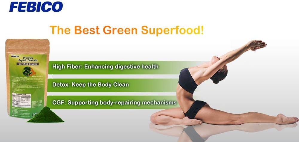 USDA Certified Pure Organic Chlorella Powder - 250g Supply for 83 Days - Vegan Protein, Vitamins - Non-GMO Green Superfoods from Taiwan