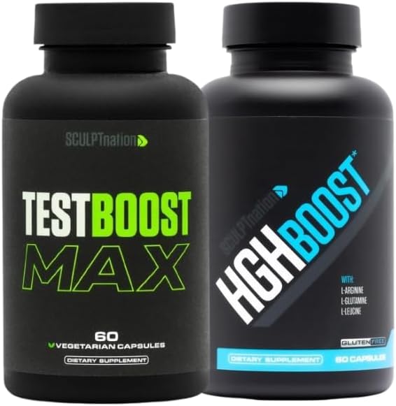 V Shred Sculpt Nation Test Boost Max and L Arginine Supplement Bundle - Boost Testosterone and Enhance Performance