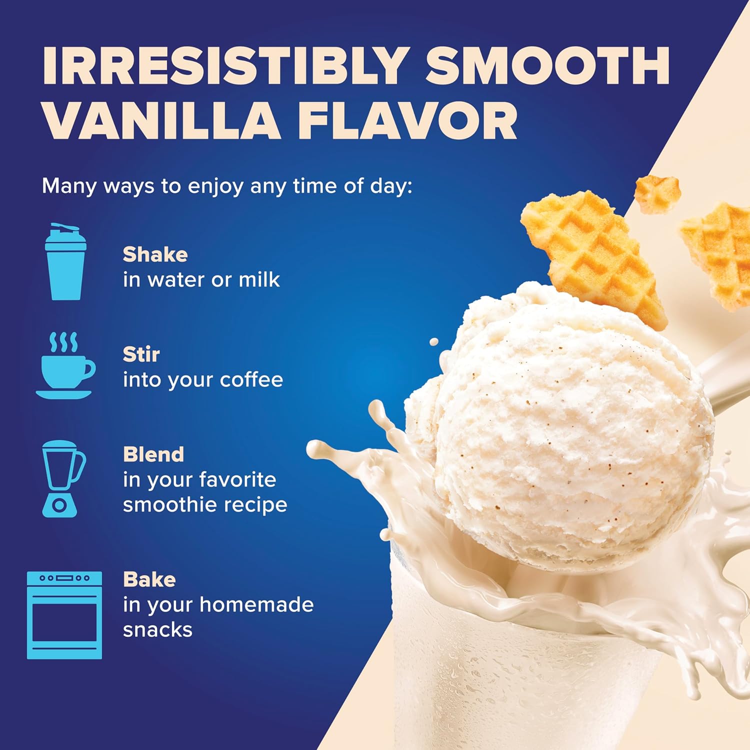 Vanilla All-In-One Protein Powder with Whey, Collagen, High Fiber, Vitamins - 1.25lb, Non-GMO, Gluten-Free