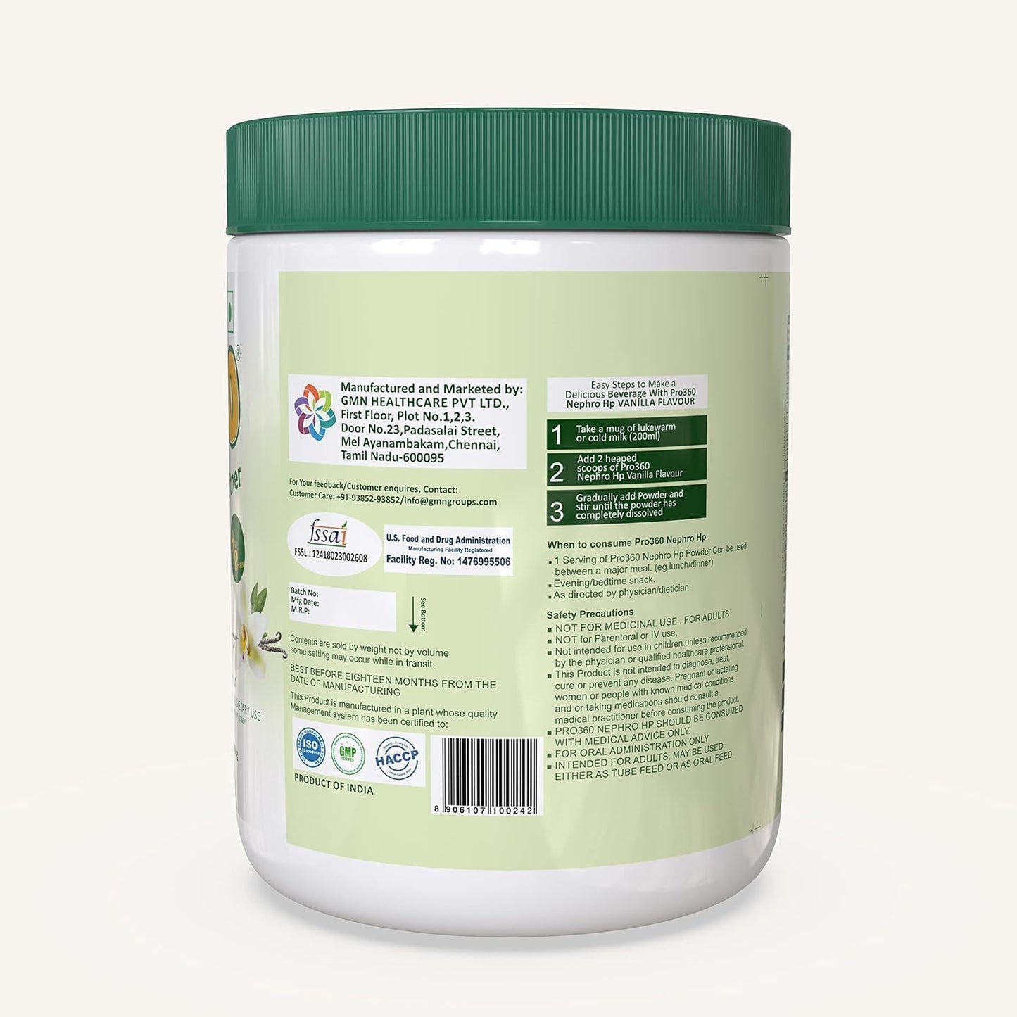Vanilla Flavoured Protein Drink for Kidney Health - Pro360 Nephro HP, 400 Gm, Sugar-Free Dietary Supplement