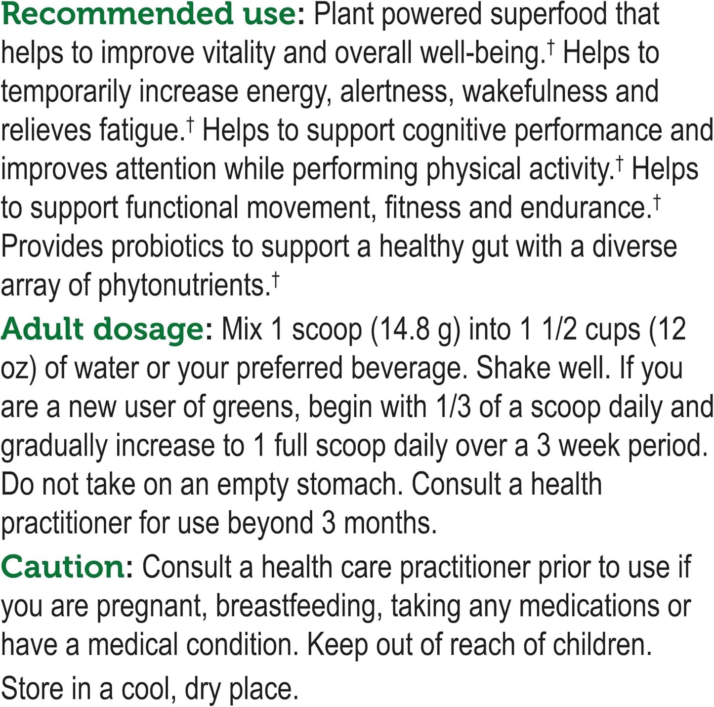 Vanilla Flavoured Superfood Powder for Energy Boost & Gut Health - Genuine Health Greens + Extra Energy, 30 Servings