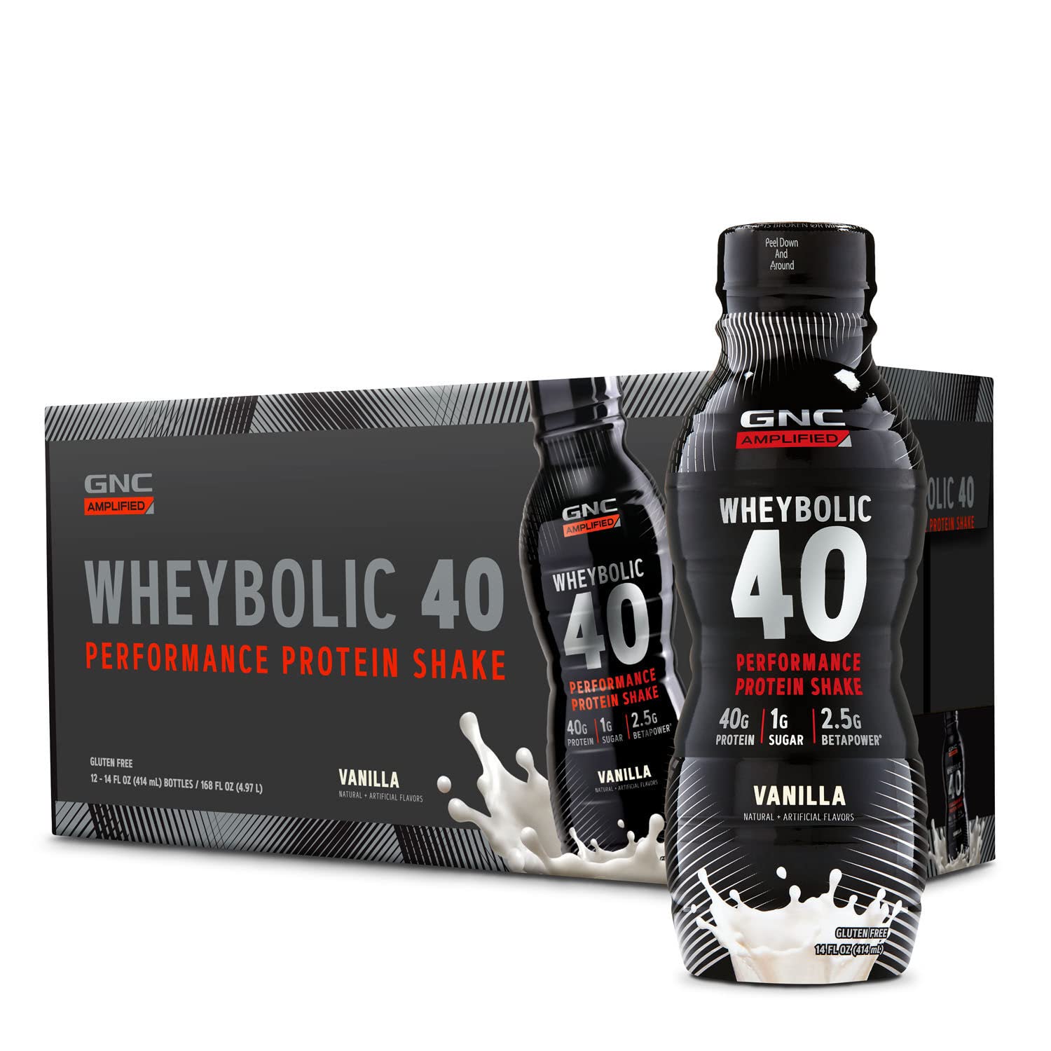 Vanilla GNC AMP Wheybolic 40 Meal Replacement Shake - Pack of 12