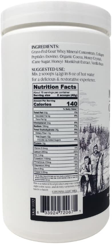 Vanilla Goat Whey Protein with Collagen and Clean Minerals for Hot Cocoa Lovers - Mt. Capra