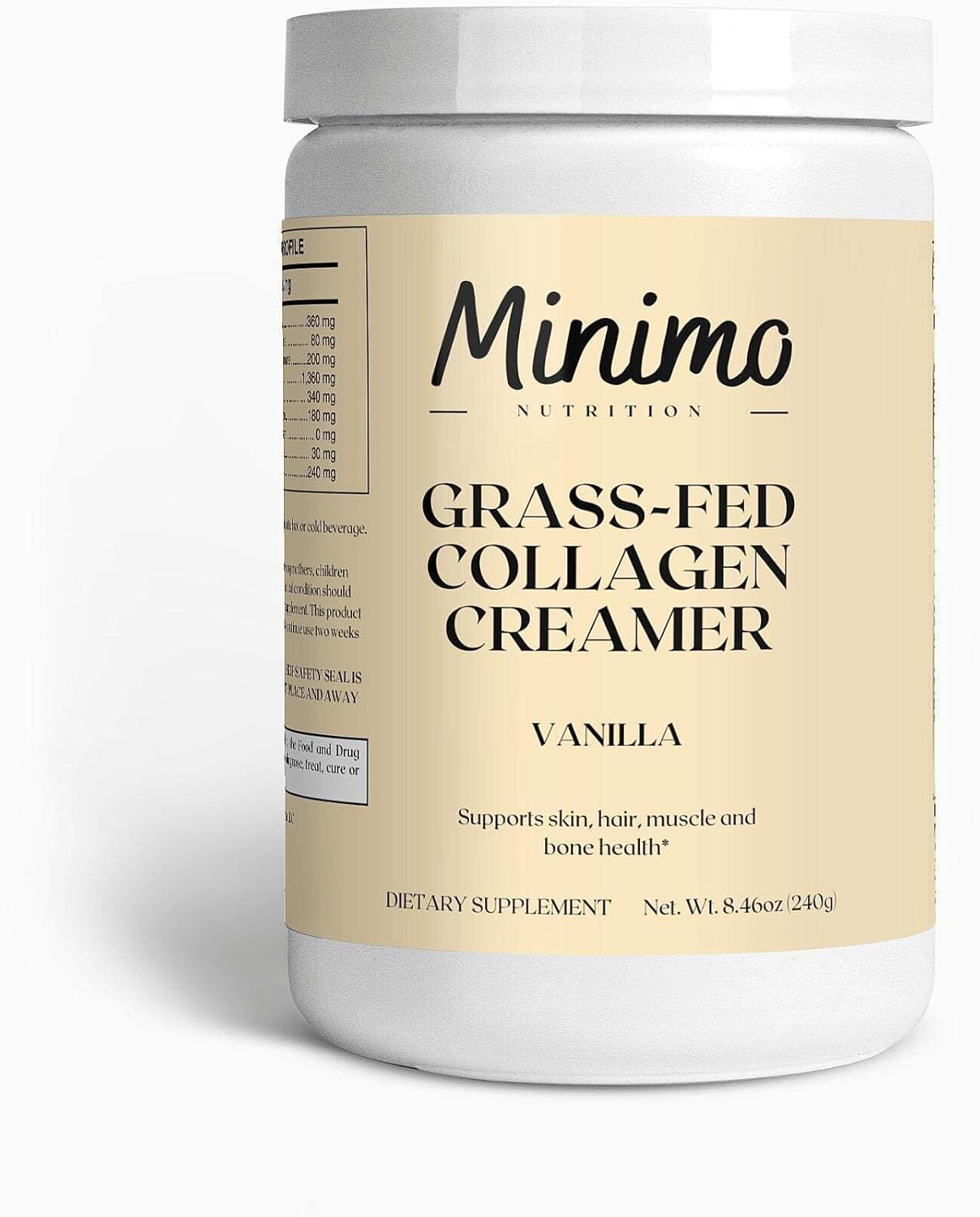 Vanilla Grass-Fed Collagen Creamer with 10g Collagen - Hair, Skin, Nail & Joint Support, No Seed Oils - 8.5 oz.