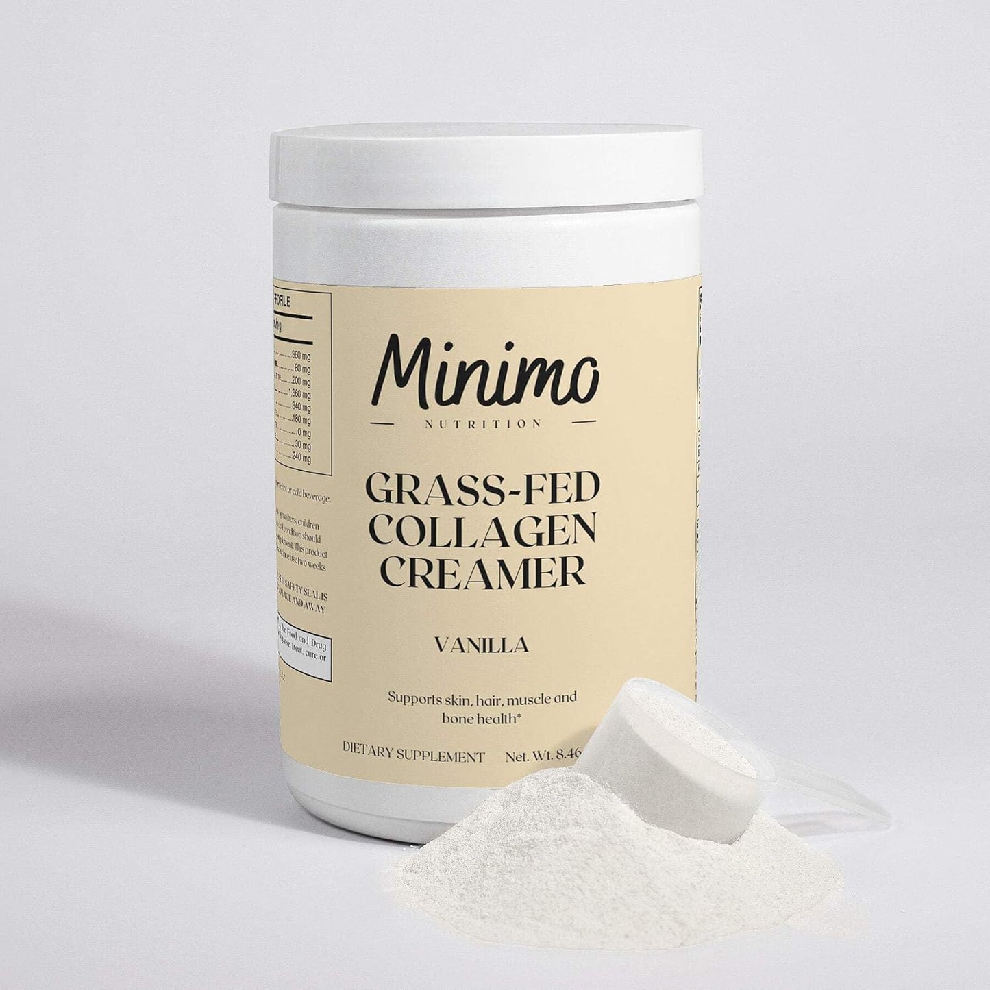 Vanilla Grass-Fed Collagen Creamer with 10g Collagen - Hair, Skin, Nail & Joint Support, No Seed Oils - 8.5 oz.