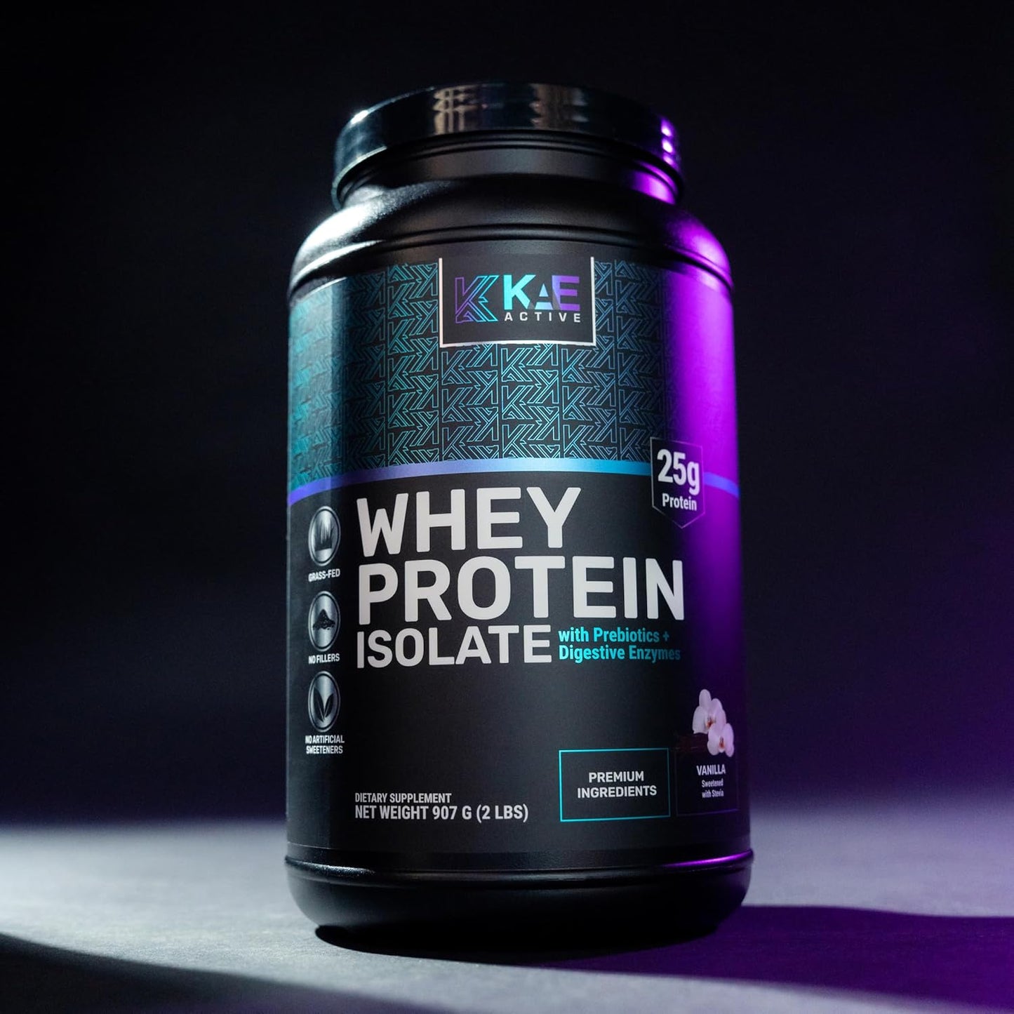 Vanilla Grass-Fed Whey Protein Isolate Powder - 25g Protein, Clean Formula with 5 Ingredients - Easy to Digest.