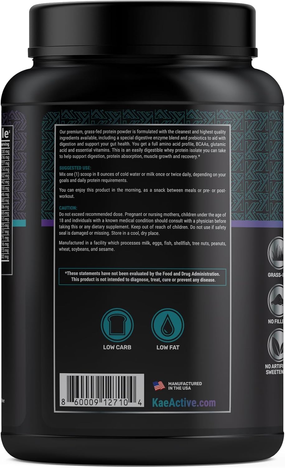Vanilla Grass-Fed Whey Protein Isolate Powder - 25g Protein, Clean Formula with 5 Ingredients - Easy to Digest.