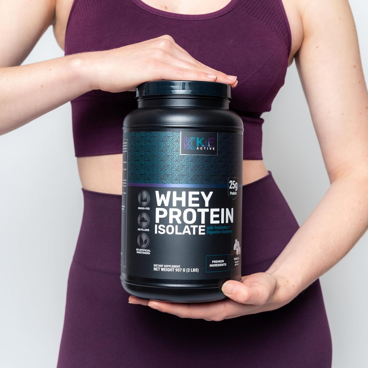 Vanilla Grass-Fed Whey Protein Isolate Powder - 25g Protein, Clean Formula with 5 Ingredients - Easy to Digest.