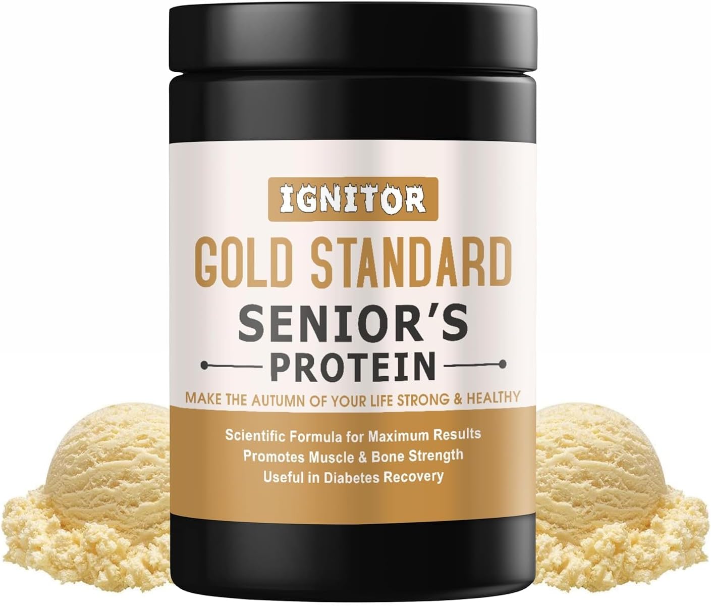 Vanilla Kulfi Flavour Protein Powder Supplement for Elderly Men & Women - Supports Muscle & Bone Strength - 360g Pack