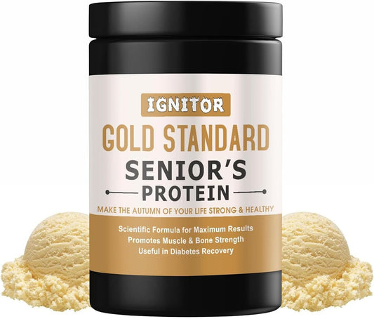 Vanilla Kulfi Flavour Protein Powder Supplement for Elderly Men & Women - Supports Muscle & Bone Strength - 360g Pack