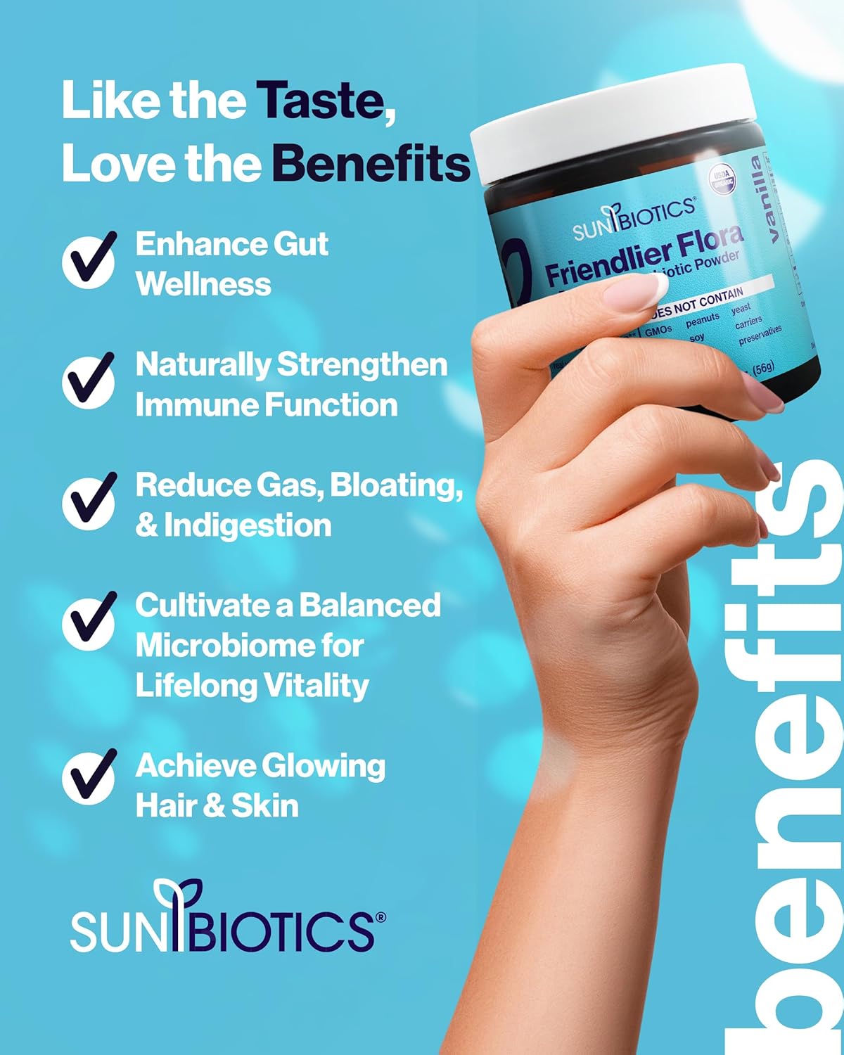 Vanilla Prebiotic & Probiotic Powder for Women & Men - 20 Billion CFUs, 4 Probiotic Strains - Gut Health, Immune Support (Pack of 2)