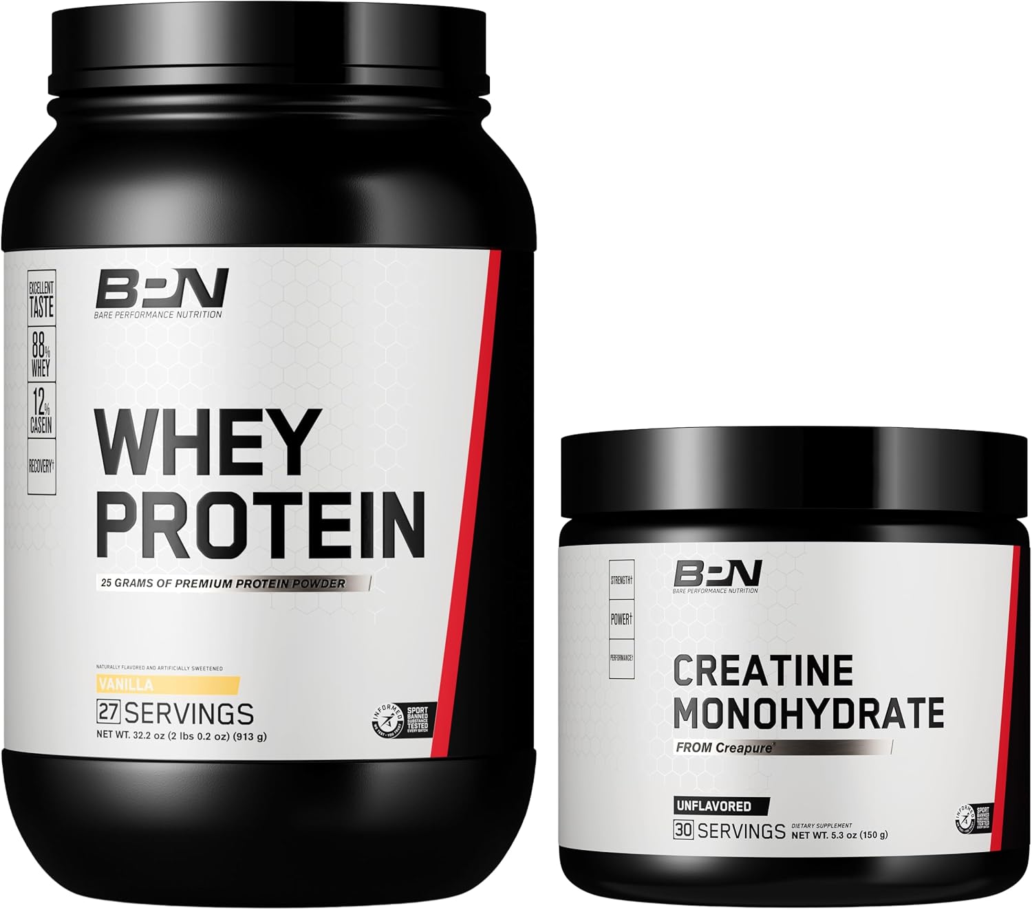 Vanilla Protein Powder & Creatine Monohydrate Bundle by BARE PERFORMANCE NUTRITION BPN