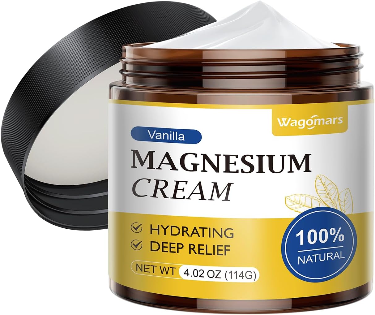 Vanilla Scented Magnesium Cream for Sleep and Muscle Relaxation - Natural Body Butter for Hydration - Safe for Kids with Leg Cramps and Pain
