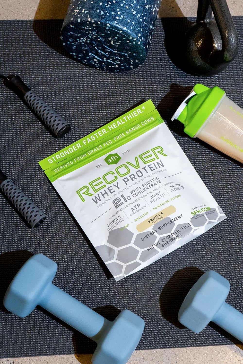 Vanilla SFH RECOVER Grass Fed Whey Protein Powder - Post Workout Recovery Supplement with All Natural Ingredients - 20 Servings