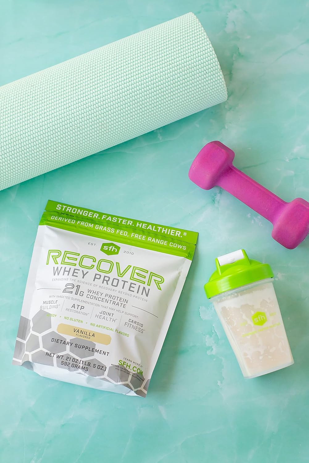 Vanilla SFH RECOVER Grass Fed Whey Protein Powder - Post Workout Recovery Supplement with All Natural Ingredients - 20 Servings