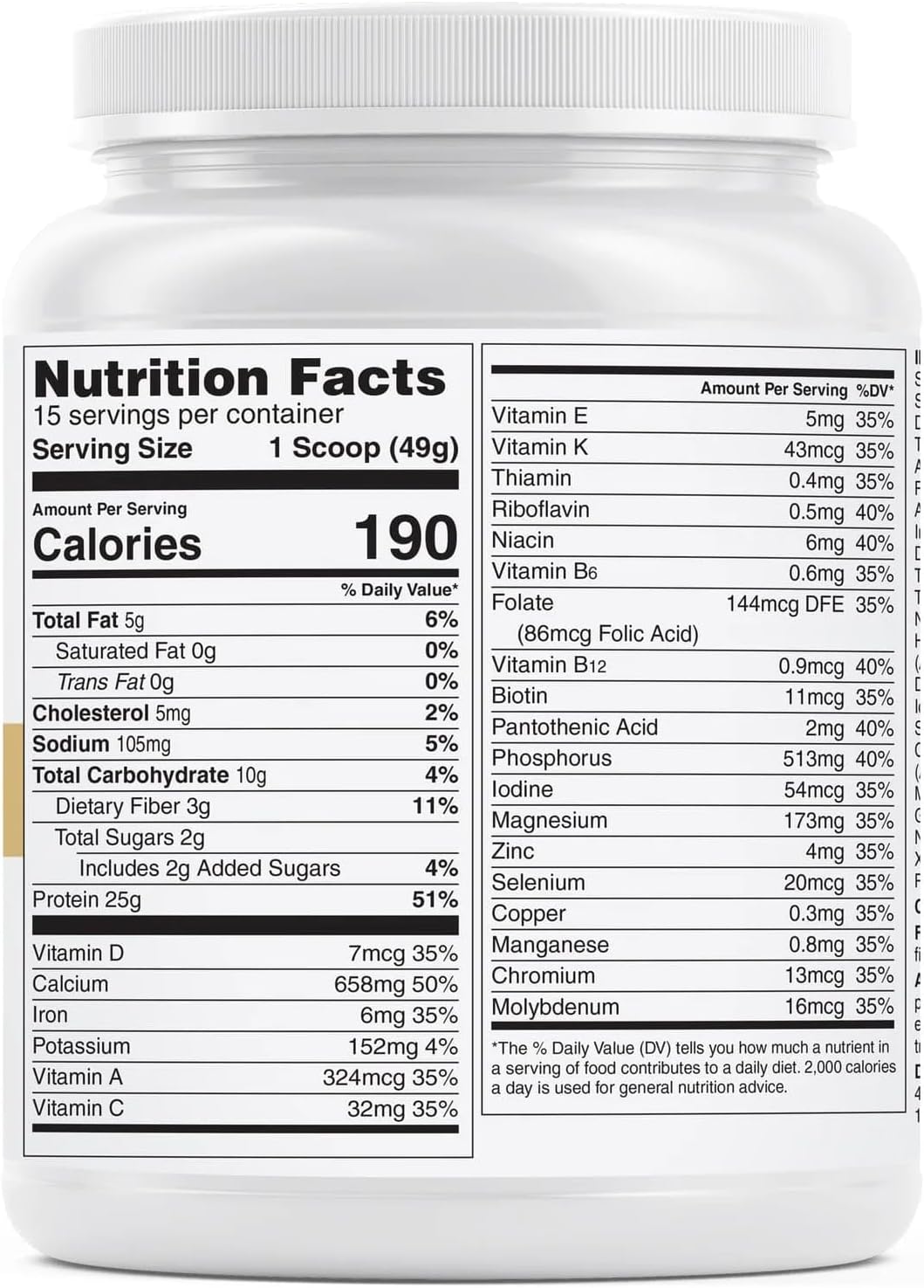 Vanilla Unjury Meal Replacement Powder - 26g Protein, 25 Vitamins & Minerals, Whey Isolate, Low Carb & Sugar - 15 Servings