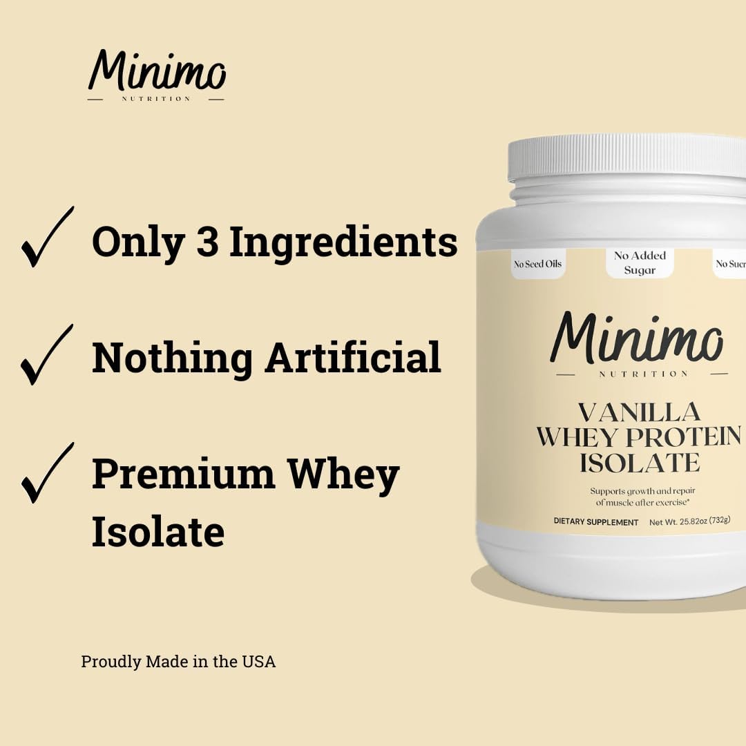 Vanilla Whey Isolate Protein Powder - 3 Ingredients, No Seed Oils, No Added Sugar - 1.61 lbs