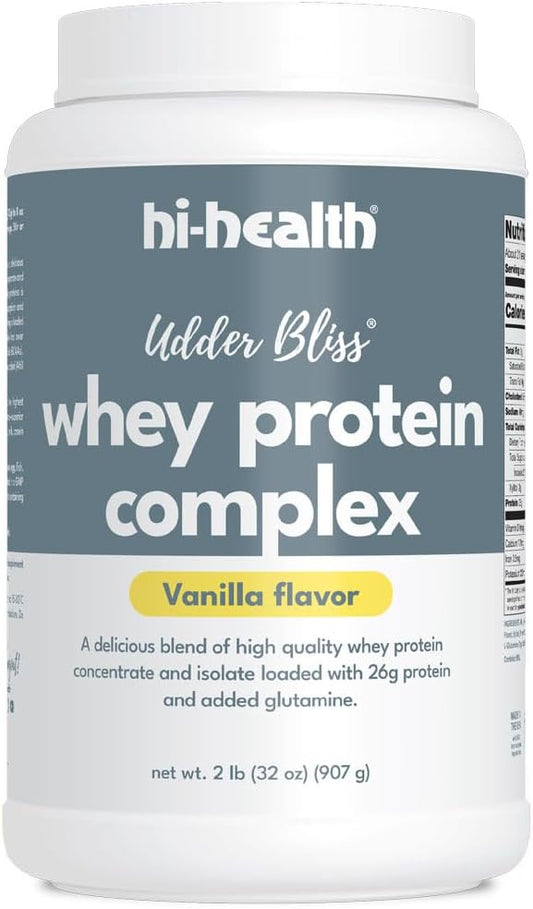 Vanilla Whey Protein Complex Powder with Glutamine - Hi-Health Udder Bliss (2lb)