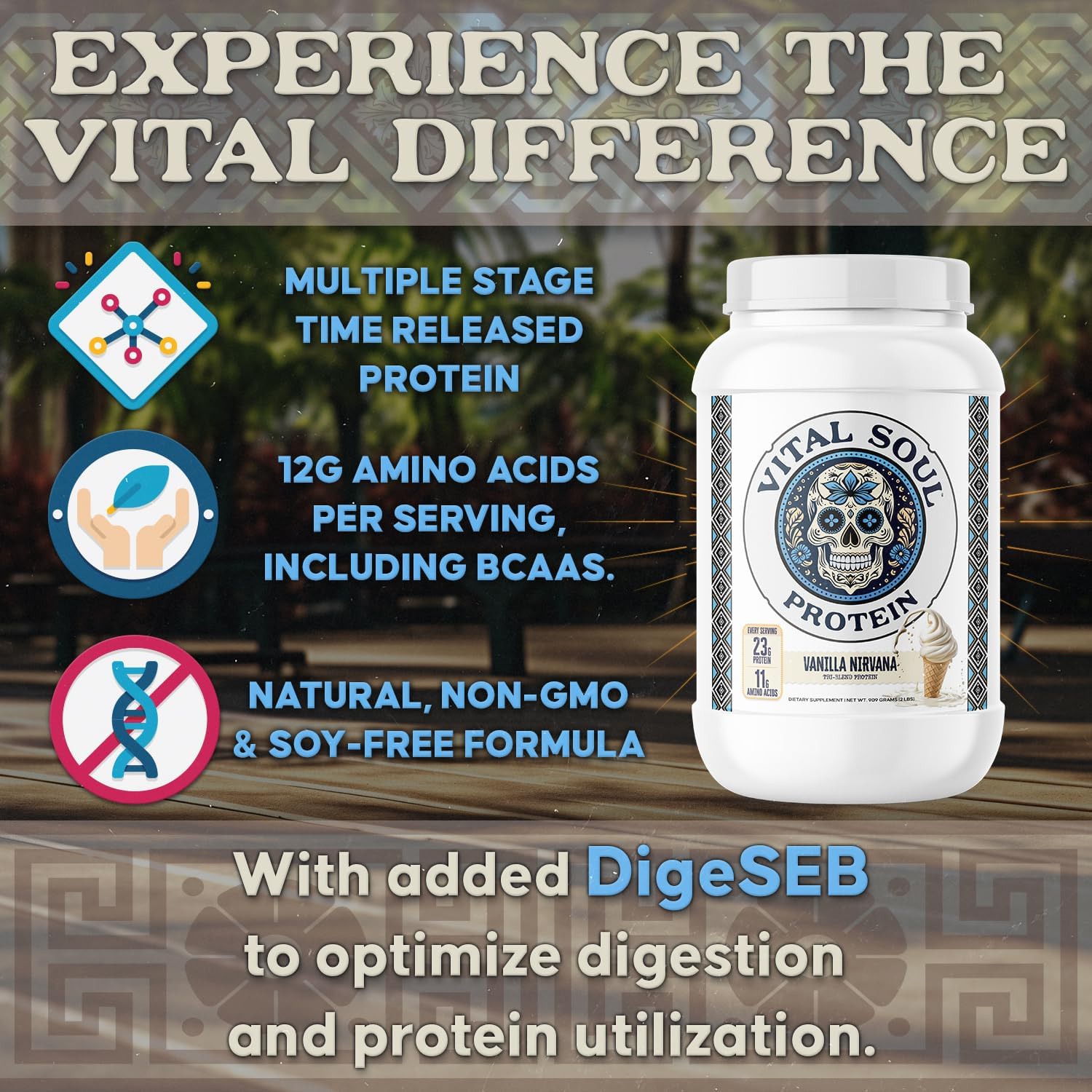 Vanilla Whey Protein Powder with 23g Casein Protein - Ideal for Smoothies - 26 Servings