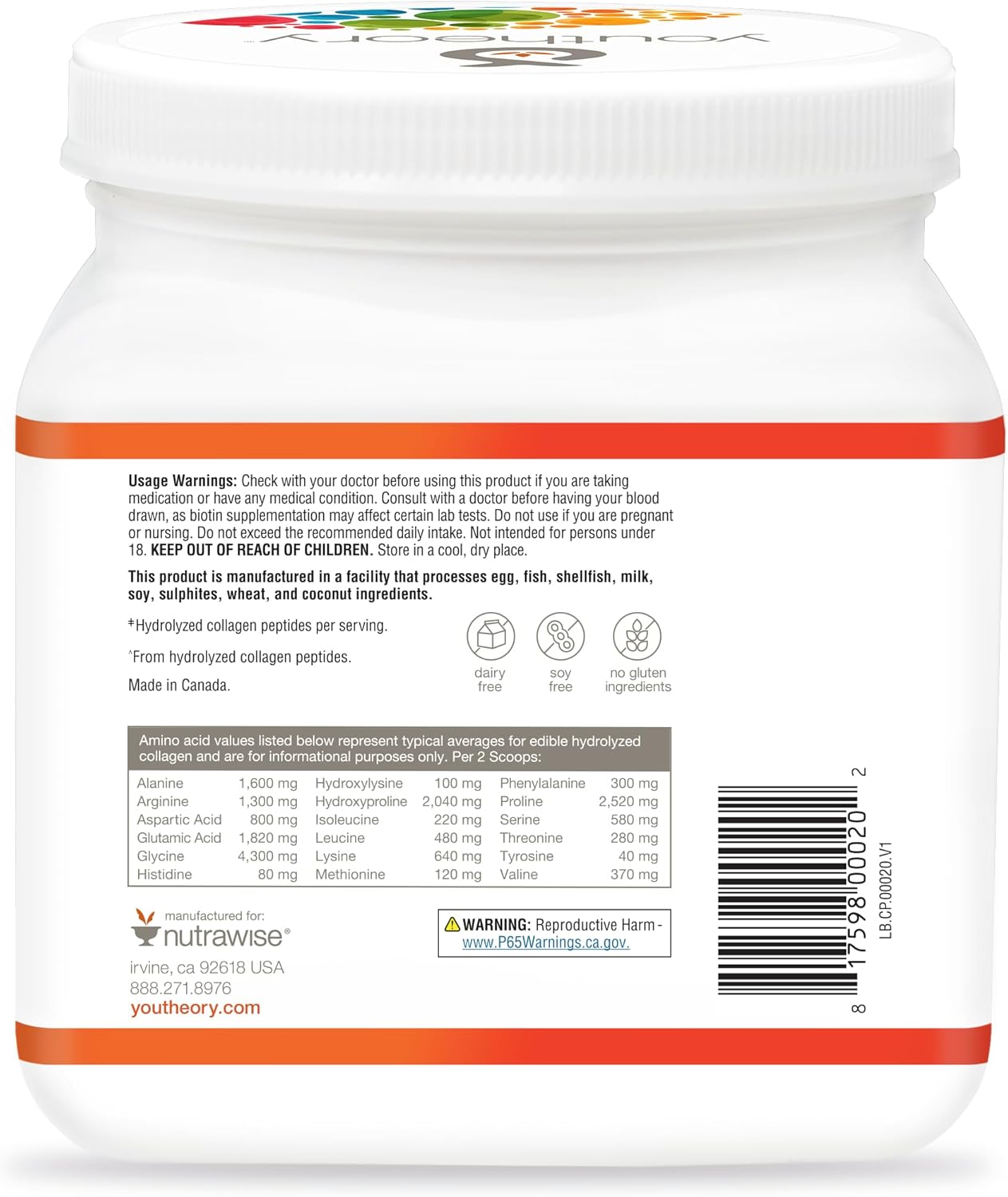 Vanilla Youtheory Collagen Peptides Powder for Hair, Skin, Nails & Joints - 20 OZ