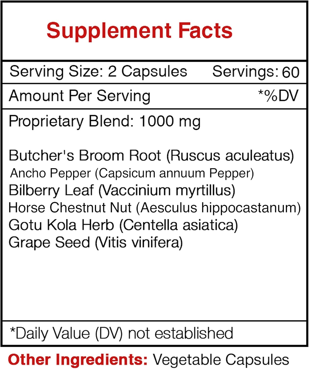 Varicose Vein Herbal Supplement Blend for Healthy Legs Support - Secrets of the Tribe (120 Capsules)