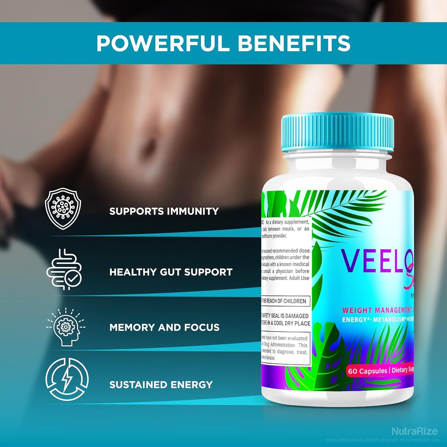 VeeloSlim Keto Capsules - Advanced Slimming Formula Supplement with Natural Keto Support Formula - 60 Capsules