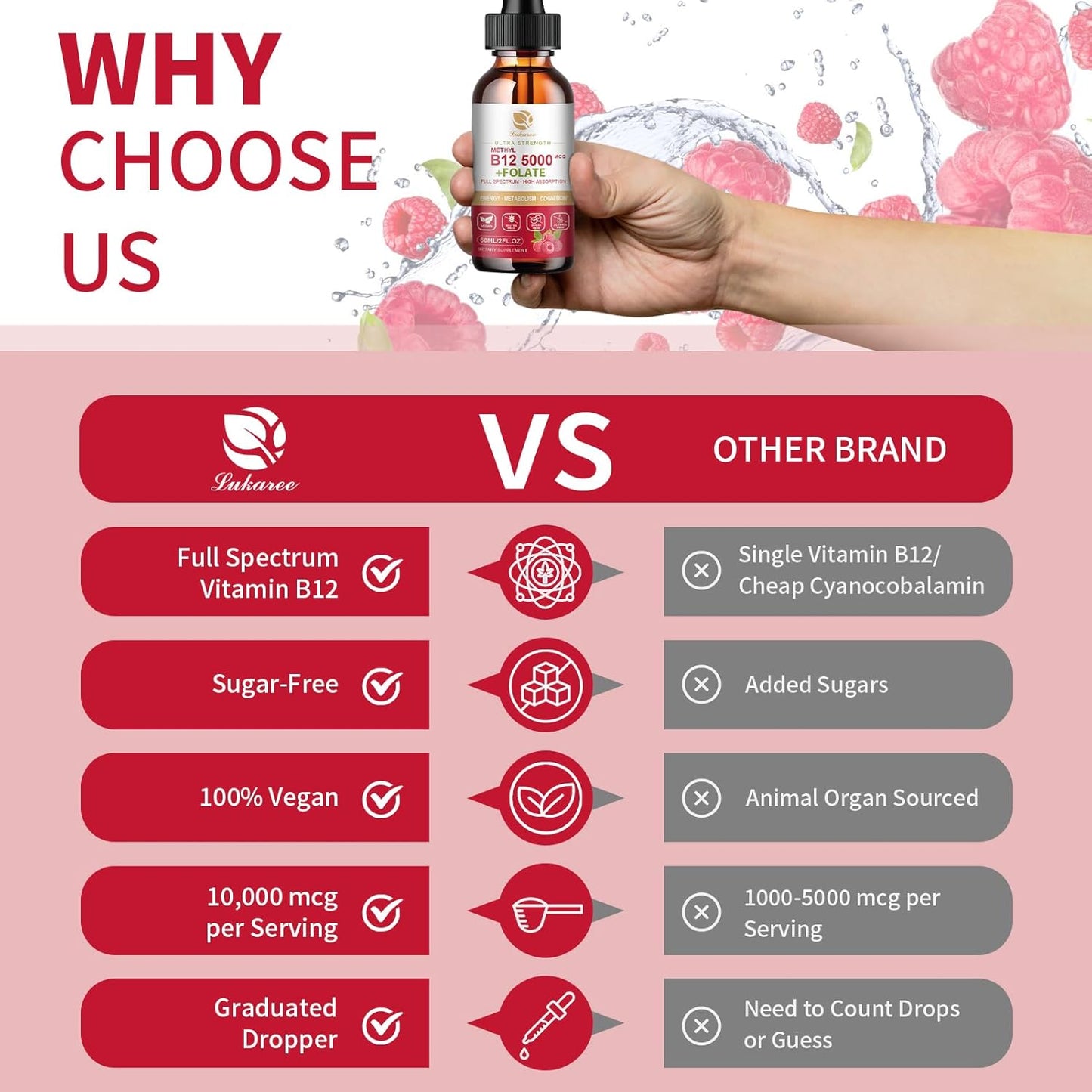 Vegan B12 Sublingual Drops (2 Pack) for Energy, Focus, Mood & Immune Support - Full Spectrum Liquid Vitamins with Methylcobalamin, Adenosyl & Hydroxy B12