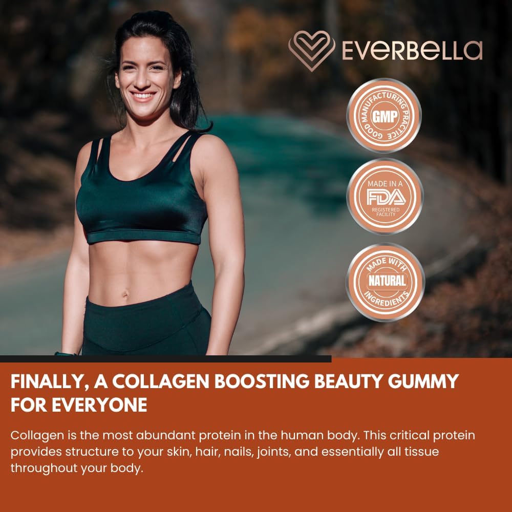 Vegan Beauty Gummies with Collagen Booster, Biotin, Vitamins A, E, C - Citrus Flavor - 30 Day Supply