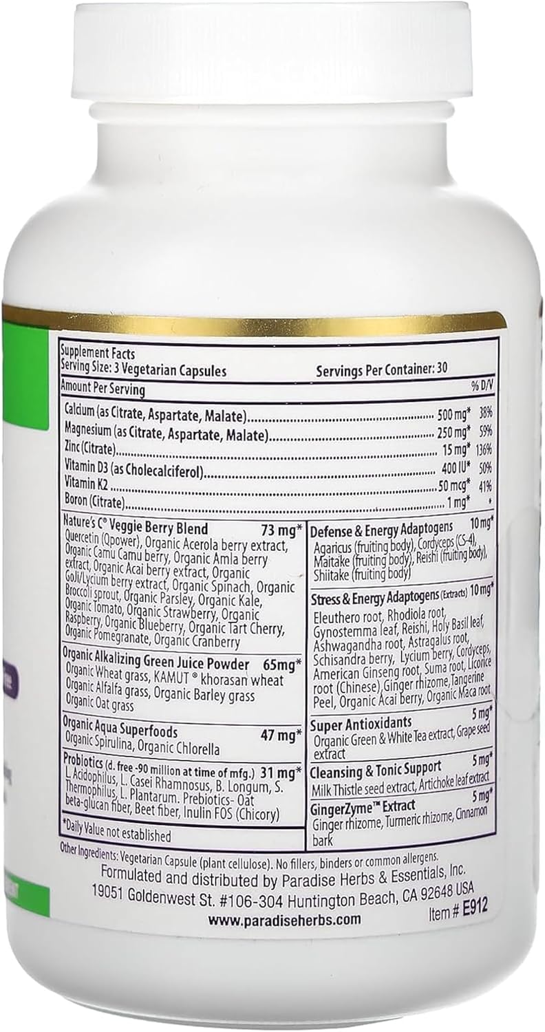 Vegan Cal-Mag Supplement for Bone Health | Paradise Herbs Earth's Blend | Non-GMO, Gluten-Free | 90 Capsules