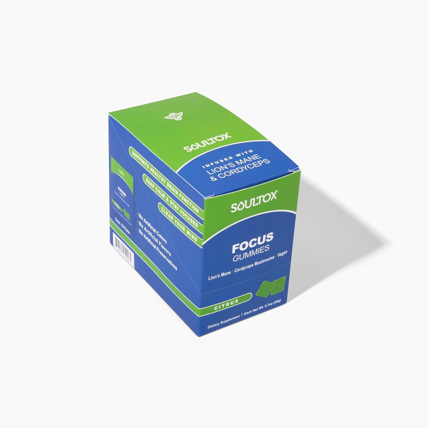 Vegan Citrus Lion's Mane Gummies for Memory, Focus, Energy - Soultox Focus - Organic Ingredients - Single Pack