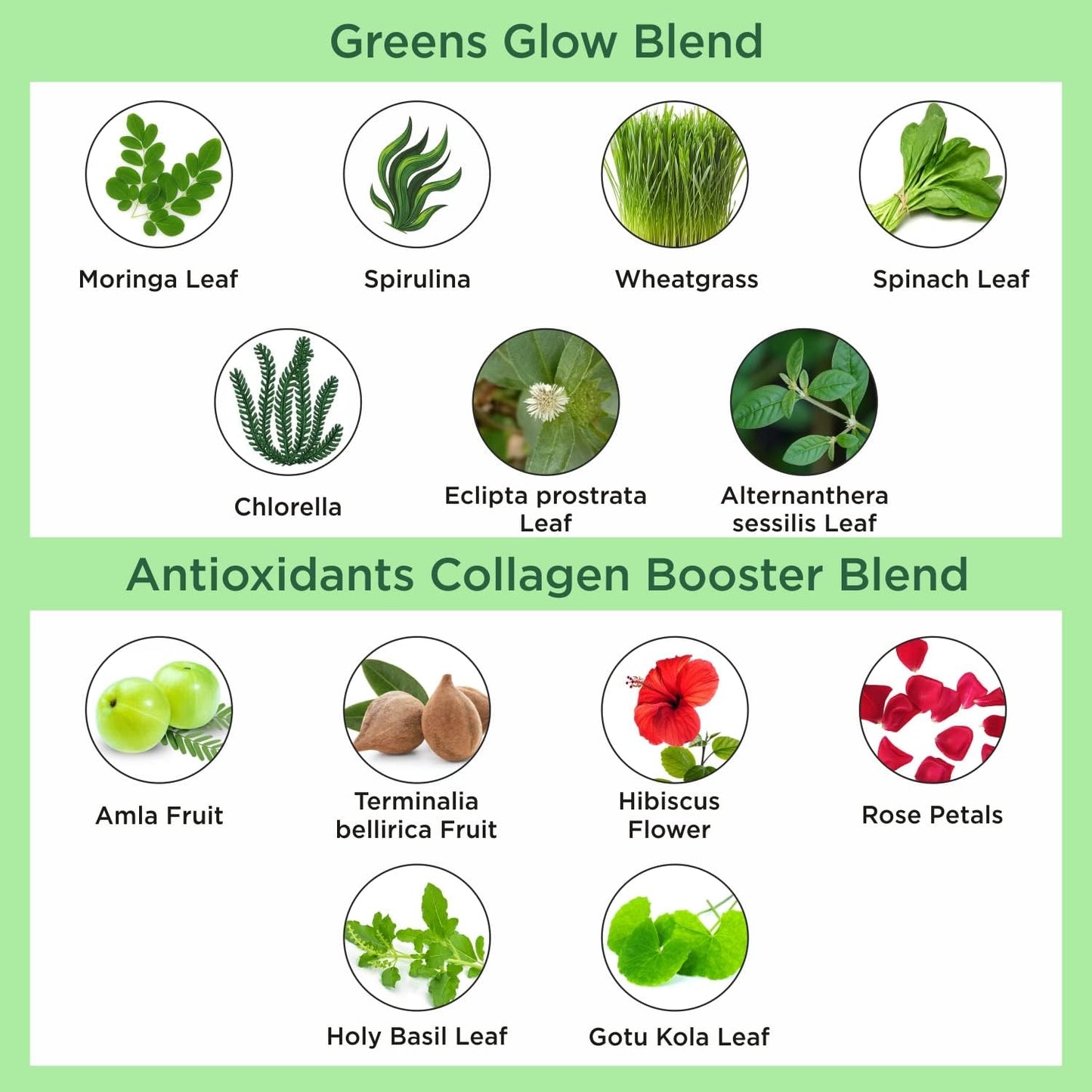 Vegan Collagen Capsules with Biotin for Hair, Skin & Nails - Organic Veda Greens Glow Superfoods Supplement with Vitamin C, E, Hyaluronic Acid, and Moringa - 120 Capsules