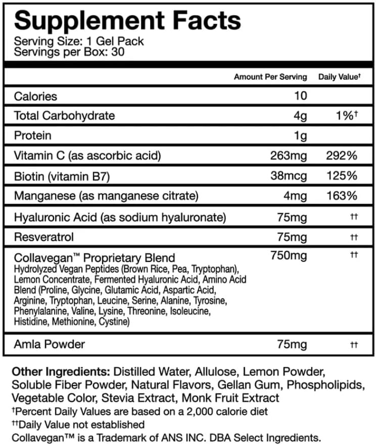 Vegan Collagen Shot with Amla & Antioxidants for Skin, Hair, Nails & Joints | Pink Lemonade Flavor, 30 Pack