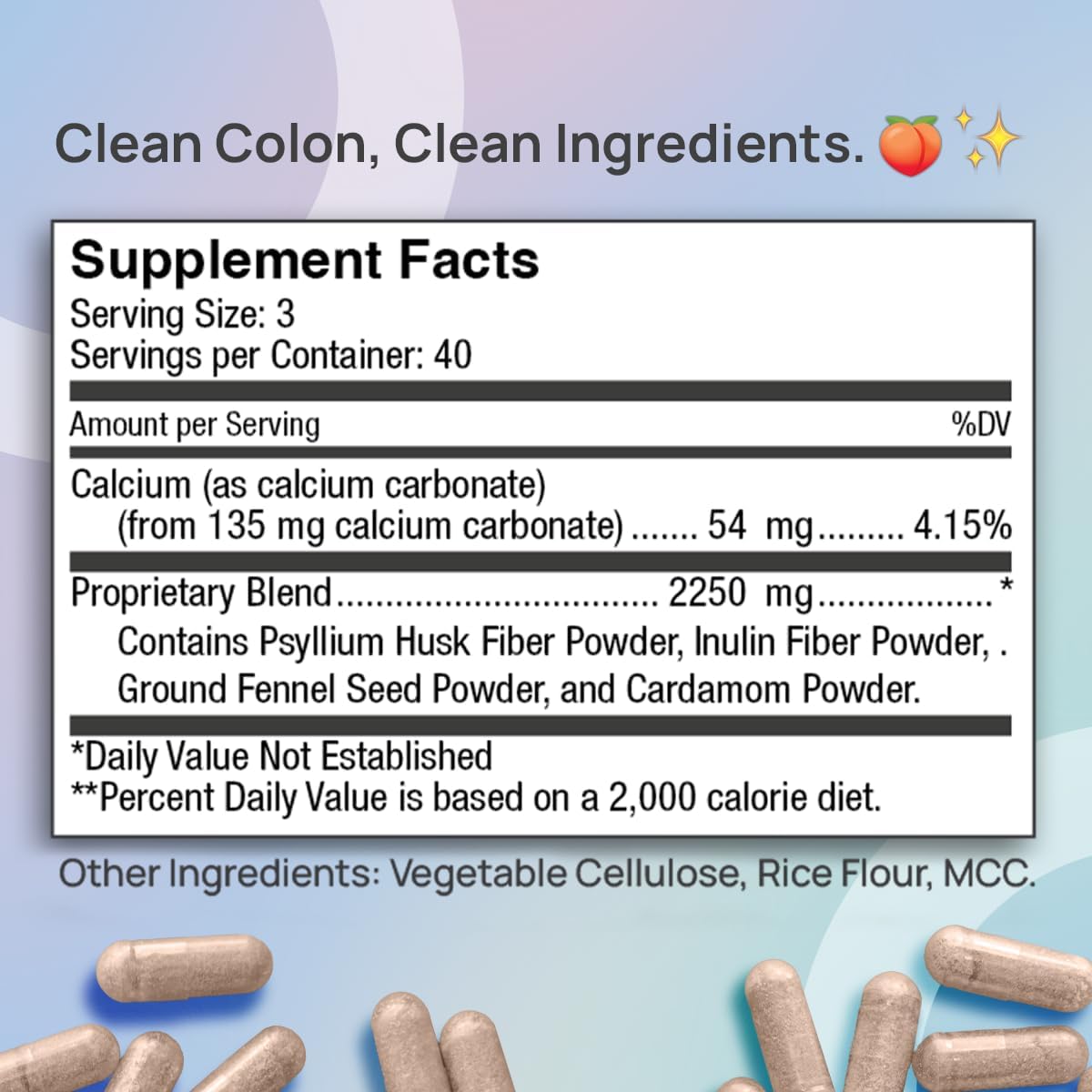 Vegan Fiber Supplement for Digestive Regularity | Psyllium Husk, Inulin, Cardamom | 120 Capsules