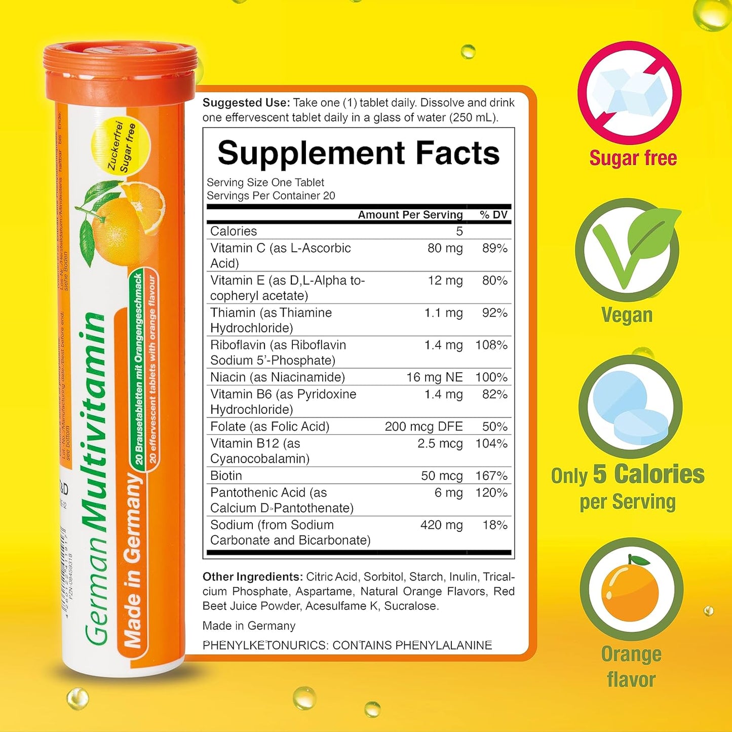 Vegan German Immune Boost Effervescent Tablets - 140 Servings, Zero Sugar - Vitamin C, Zinc, Multivitamin Pharma - Made in Germany
