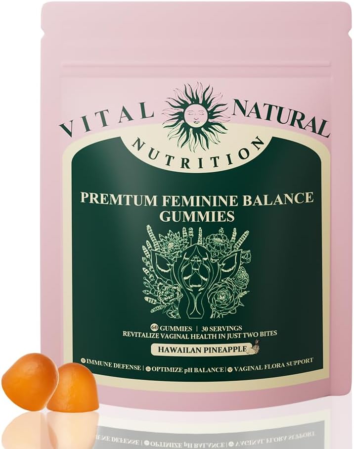 Vegan Gluten-Free Premium Feminine Balance Gummies with Hawaiian Pineapple Flavor for Immune Support - Halal Edible Healthcare