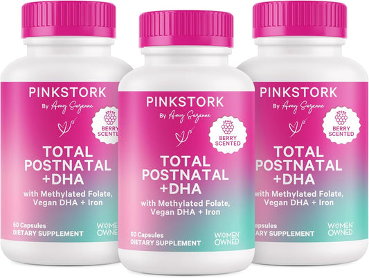 Vegan Postnatal Vitamins with DHA, Iron, Folate, and B12 - Postpartum Recovery for Breastfeeding Moms - 3 Month Supply