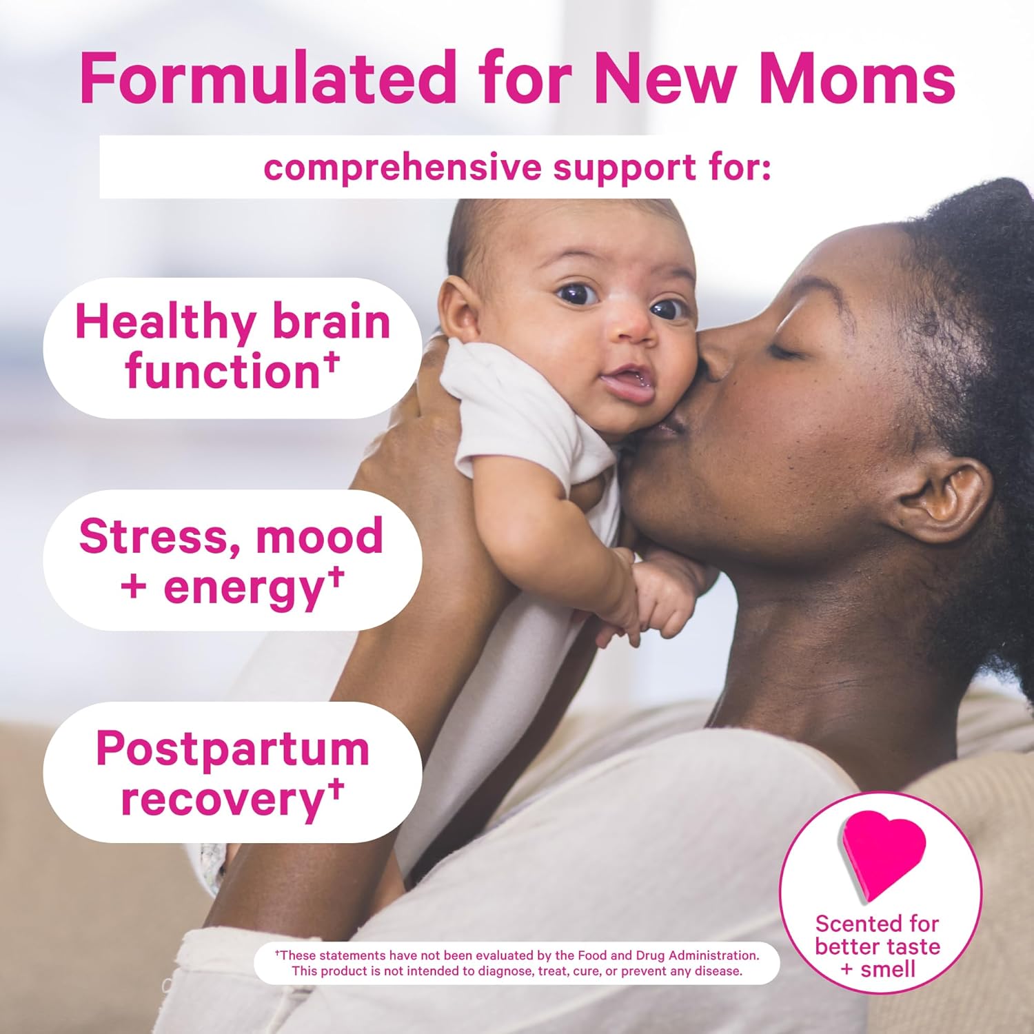 Vegan Postnatal Vitamins with DHA, Iron, Folate, and B12 - Postpartum Recovery for Breastfeeding Moms - 3 Month Supply