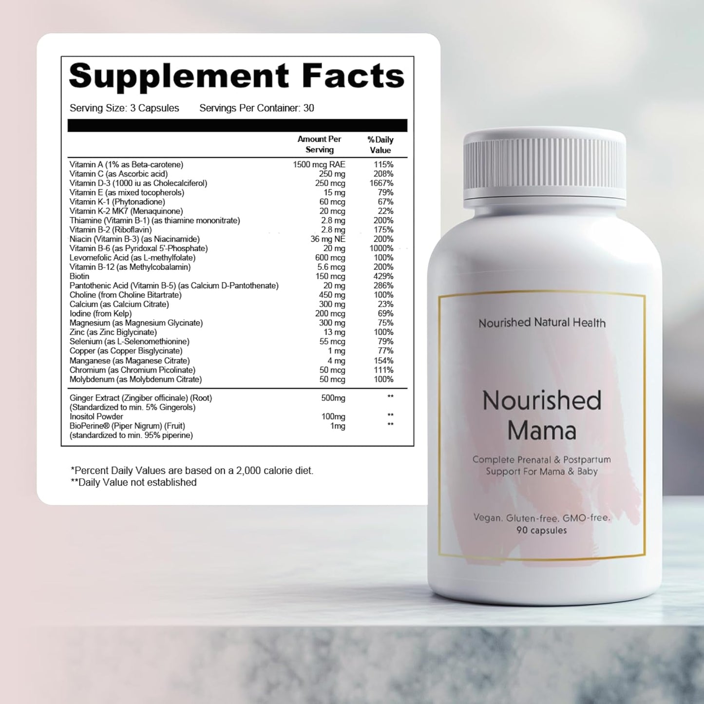 Vegan Prenatal Multi Vitamin for Preconception, Pregnancy, Postpartum - 540 Capsules