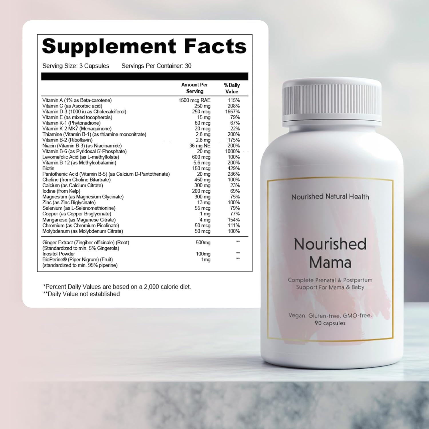Vegan Prenatal Multi Vitamin for Preconception, Pregnancy, Postpartum - 540 Capsules