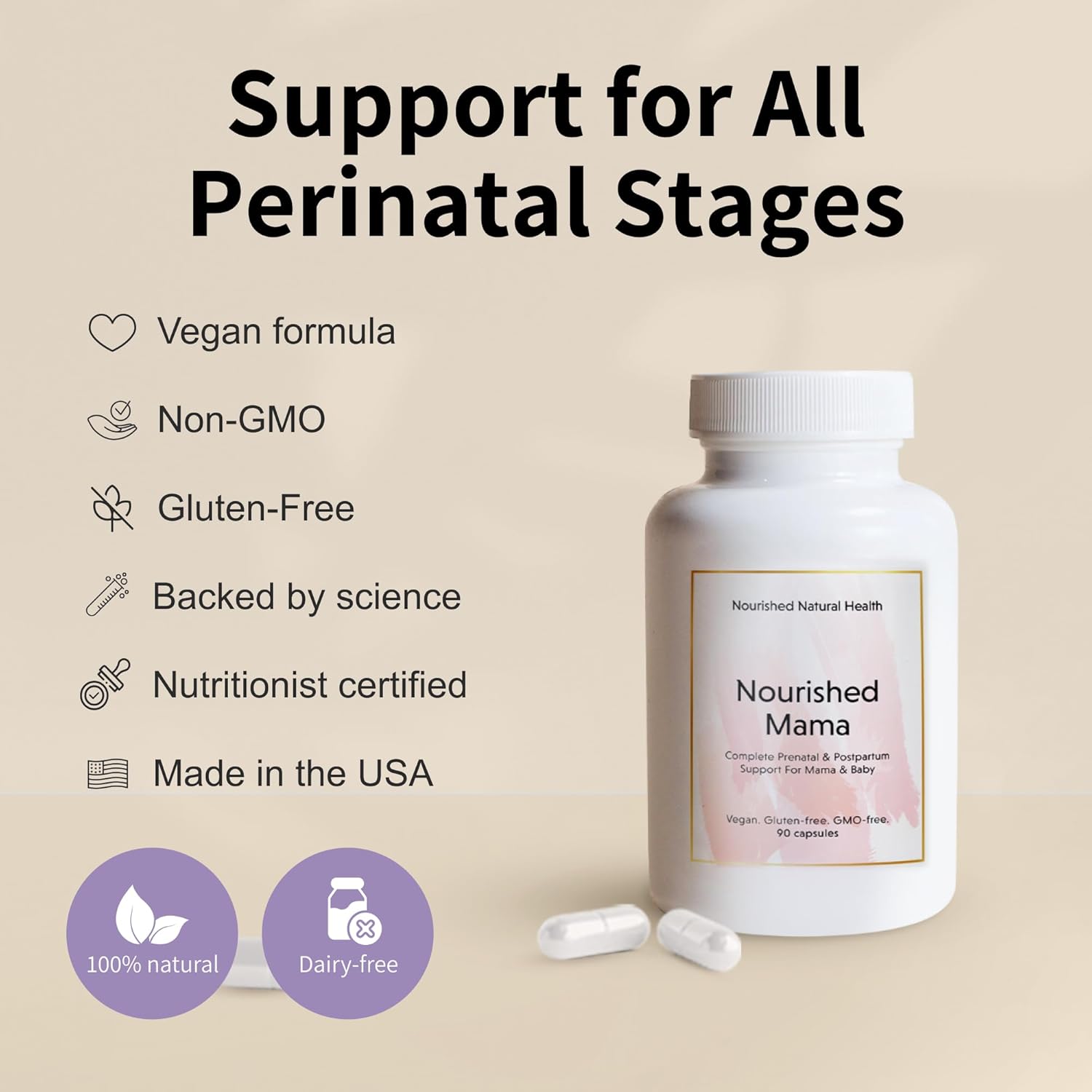 Vegan Prenatal Multi Vitamin for Preconception, Pregnancy, Postpartum - 540 Capsules