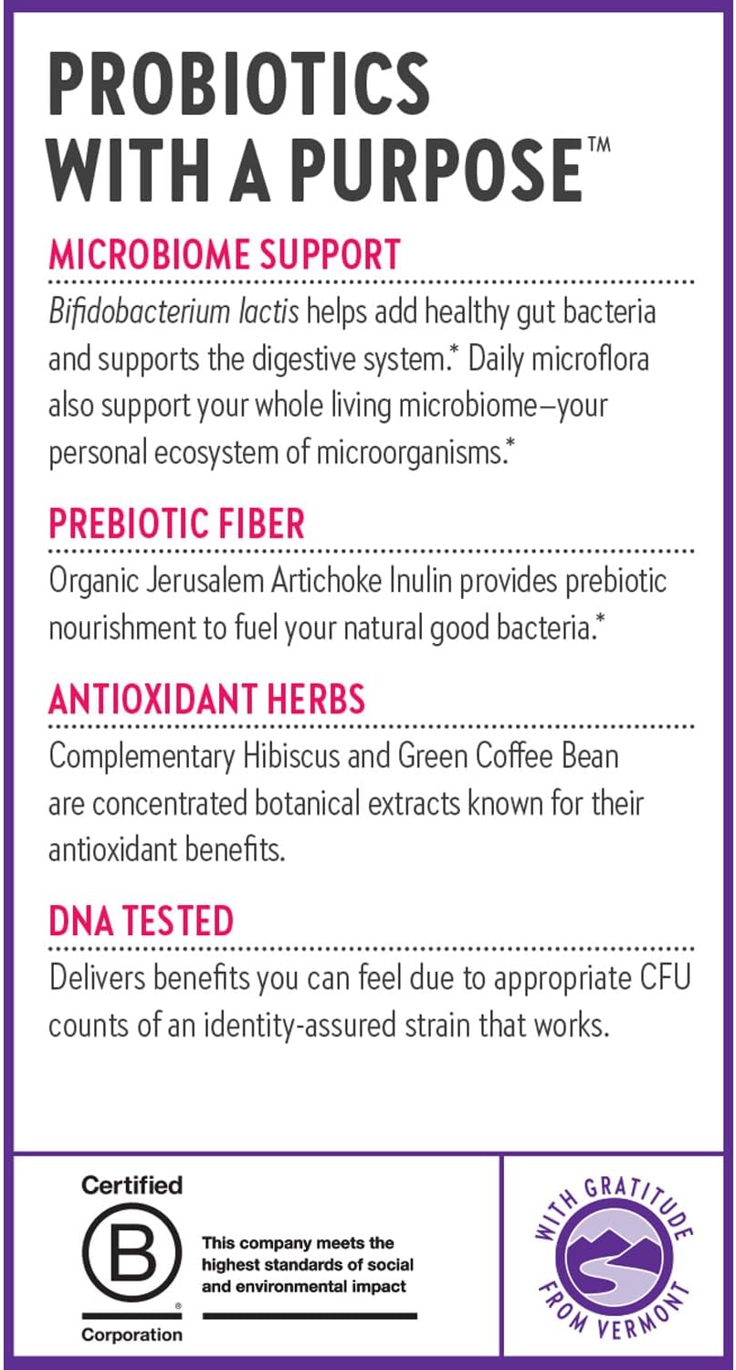 Vegan Probiotic + Prebiotic for Digestion & Microbiome Health - Non-GMO, Soy Free - 30 Count