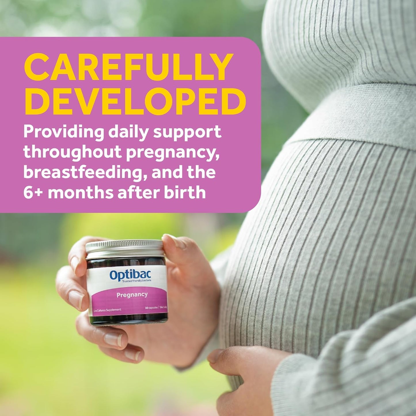 Vegan Probiotic Supplement for Pregnancy & Breastfeeding - 12 Billion CFU & FOS Fibres, 30 Capsules