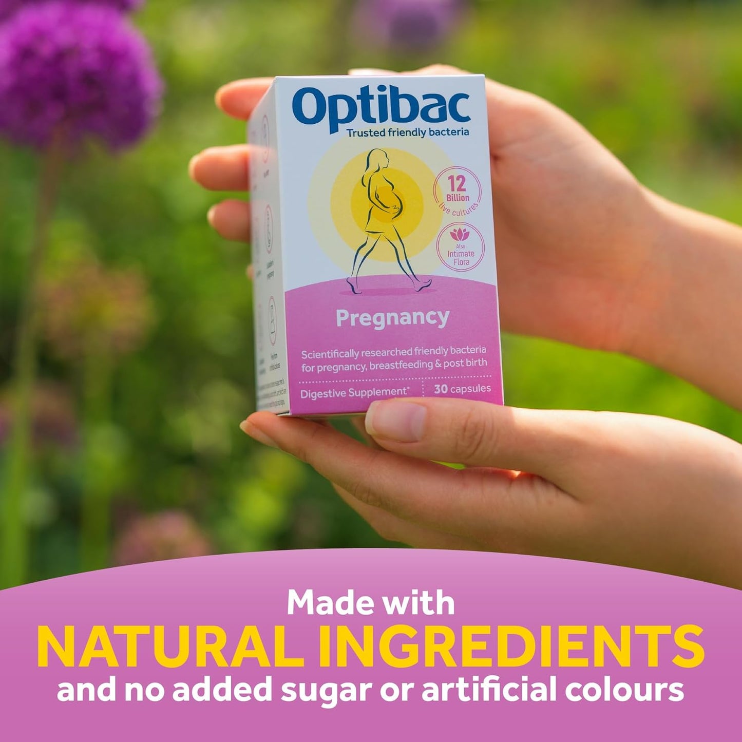 Vegan Probiotic Supplement for Pregnancy & Breastfeeding - 12 Billion CFU & FOS Fibres, 30 Capsules
