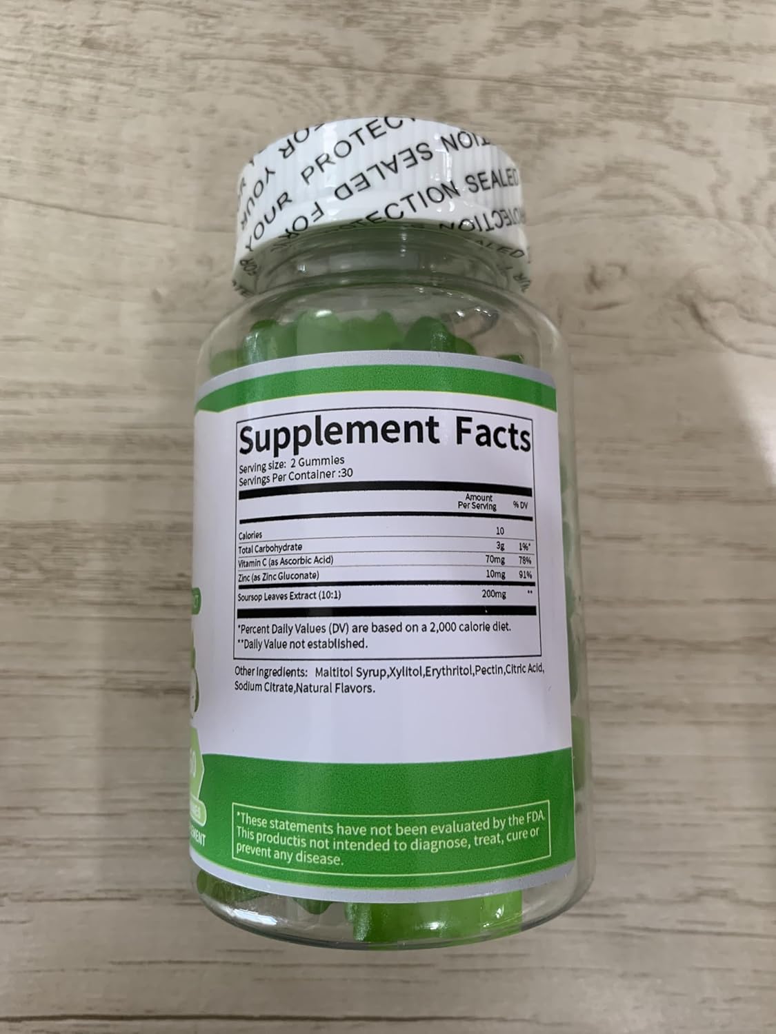 Vegan Soursop Graviola Gummies with Antioxidant Properties for Energy, Digestive & Immune Support - 60 Count