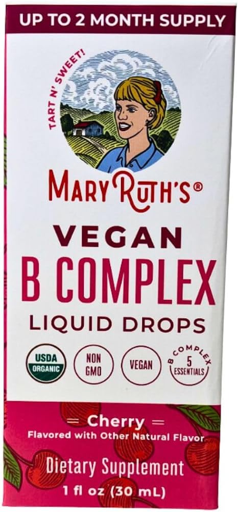 Vegan Vitamin B Complex Liquid Drops 1oz - B12, Folate, Metabolic Support - Non-GMO, Gluten Free - 60 Day Supply