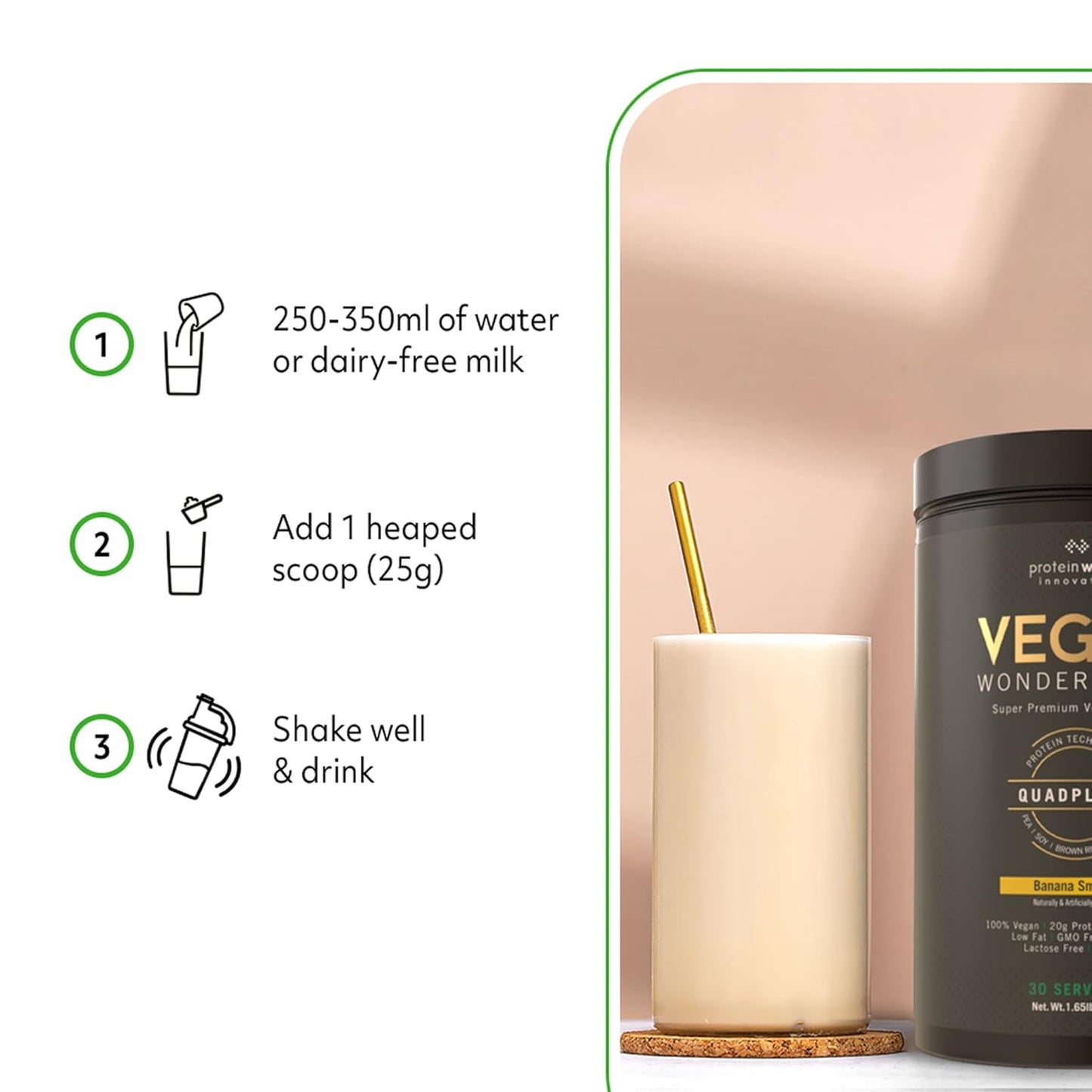 Vegan Wondershake Protein Shake - Cookies 'n' Cream Flavor | Super Smooth, Amazing Taste | 30 Servings by The Protein Works